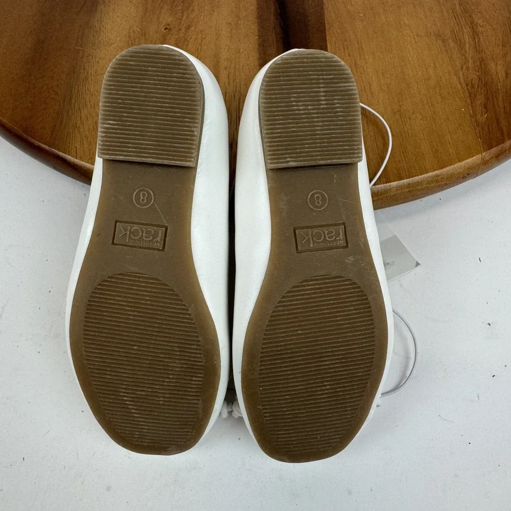 New Little Kids Nordstrom Rack Eleanor White Bow Formal Mary Jane Flats Size 8 C